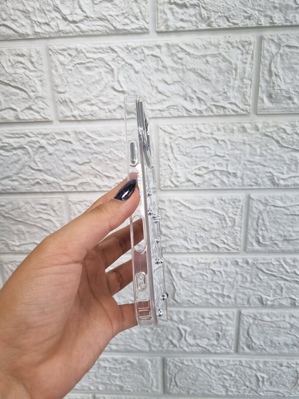 قاب آیینه ای طرحدار نگین پلاتینی iphone 16 promax